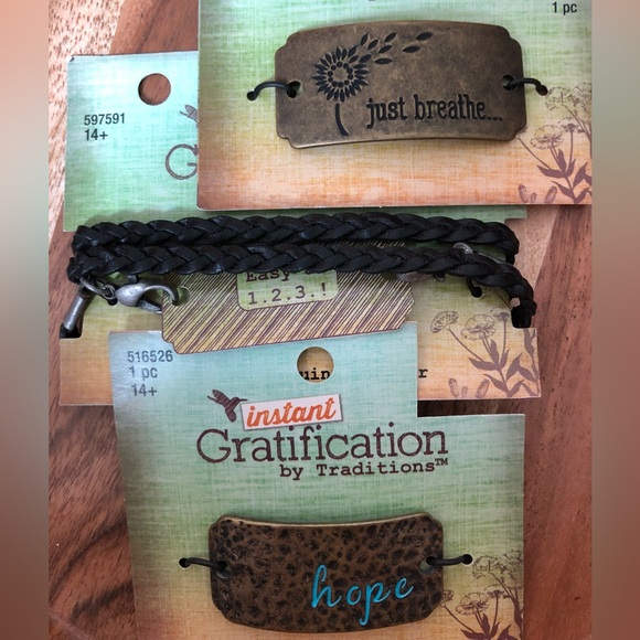 NEW Traditions Braided Leather Wraparound Bracelet Set - Picture 2 of 7